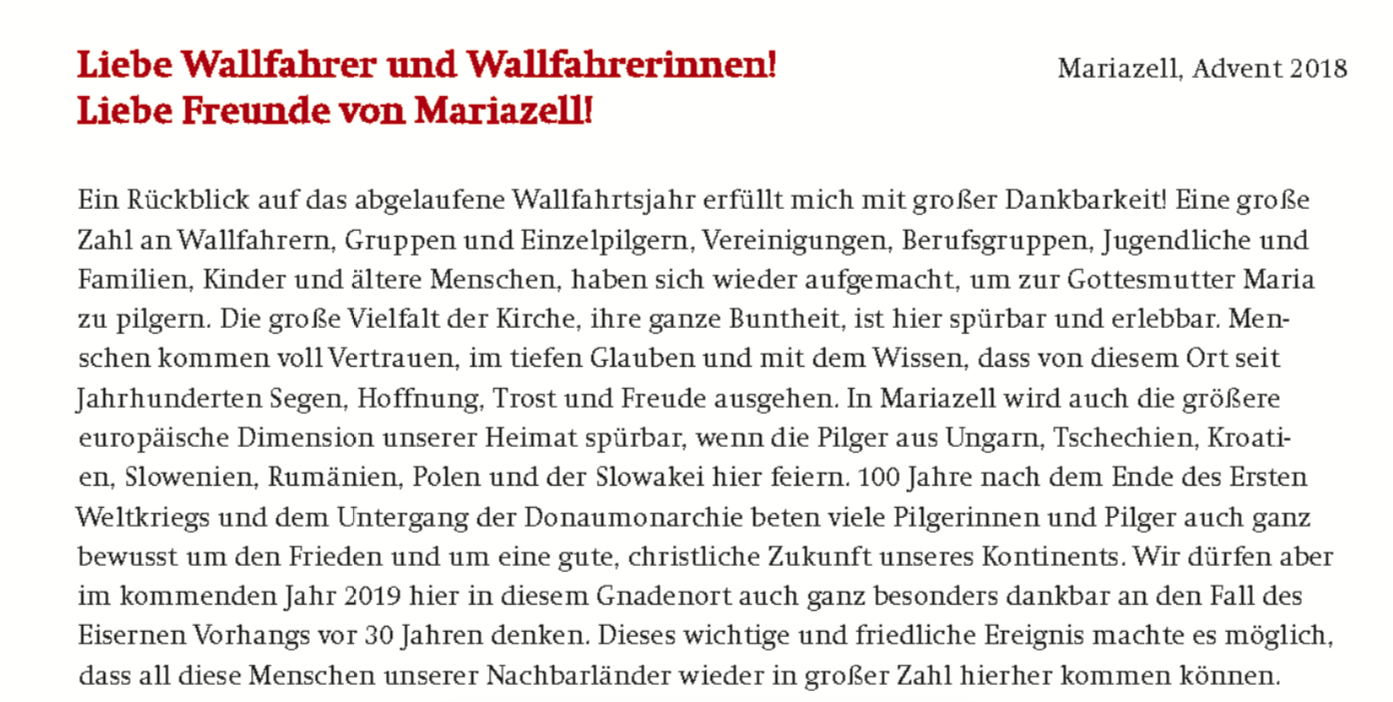 Gruß aus Mariazell Advent 2018